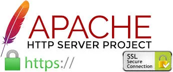 Logotipo do Apache HTTP Server com HTTPS e cadeado SSL